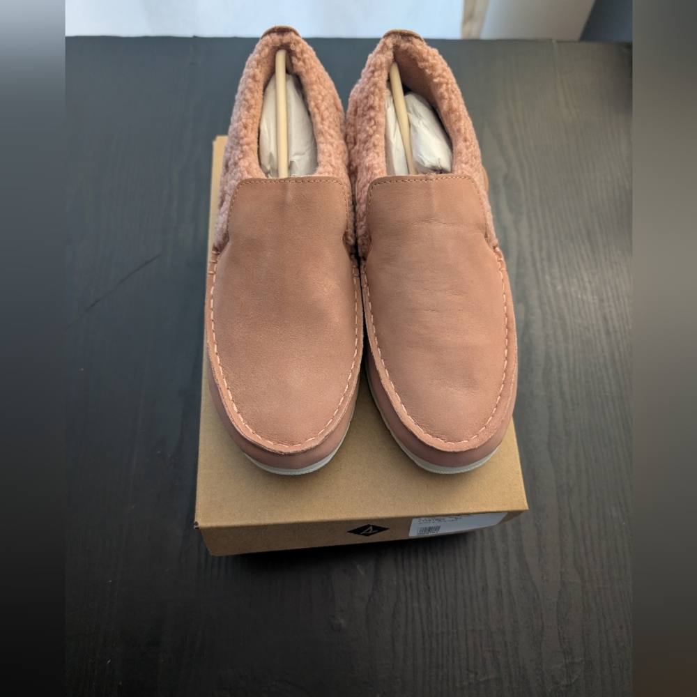 Sperry Women’s Moc-Sider Rose Leather Teddy Hybrid Boat Shoe M7 NIB - Picture 5 of 13